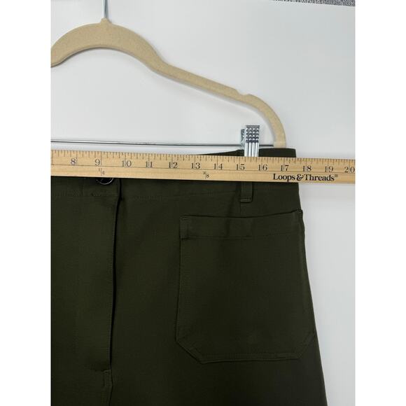 Quince Ultra-Stretch Ponte Cropped Wide-Leg Pants Olive Green Size 16 - Picture 6 of 10